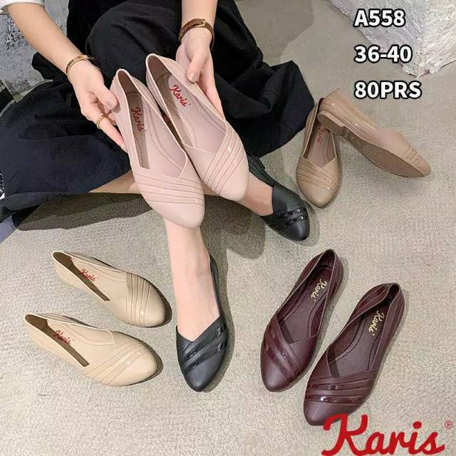 NEW A 558 Karis Sepatu Wanita Jelly Flat