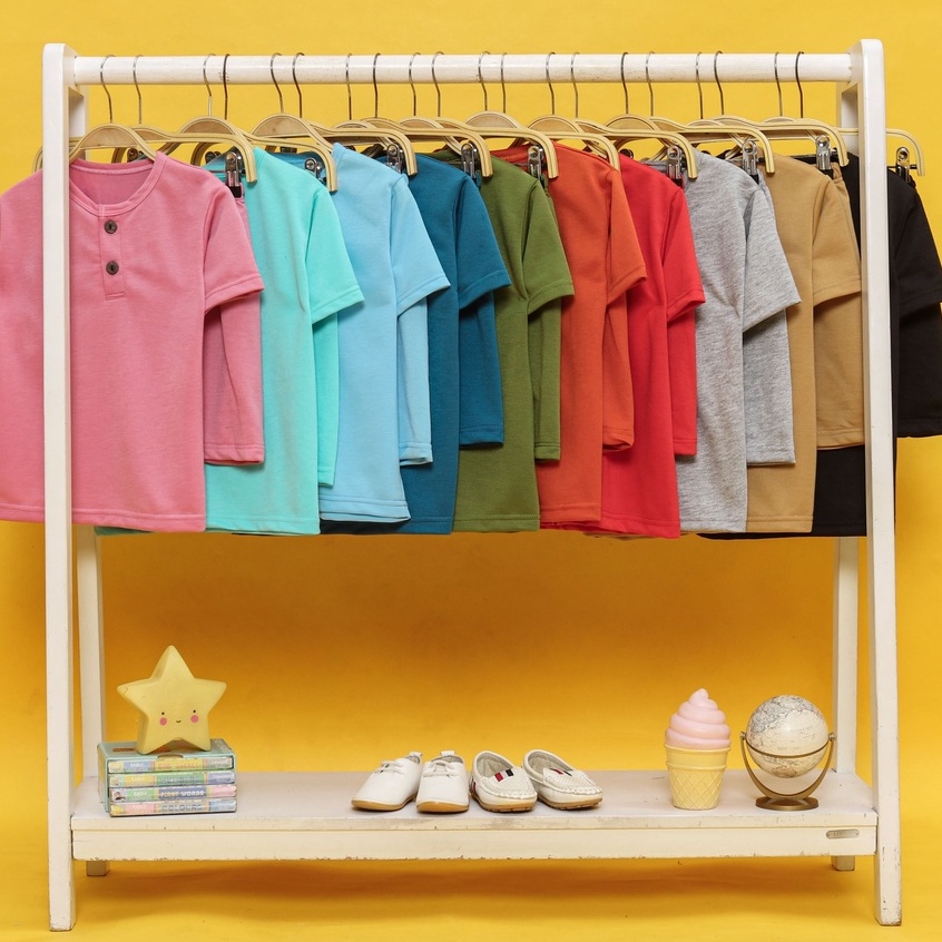 Setelan Baju Polos Anak Laki Laki Perempuan 2 Tahun Sampai 6 Tahun Kancing Depan Aktif