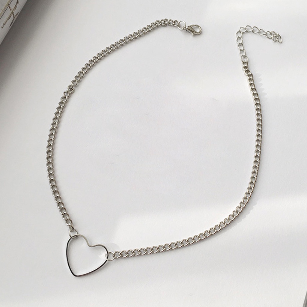 Hu Hu Hu Hu Hu Alat Bantu Pasang Kacamata♡ Kalung Rantai Choker Liontin Hati Model Hollow Untuk Wanita