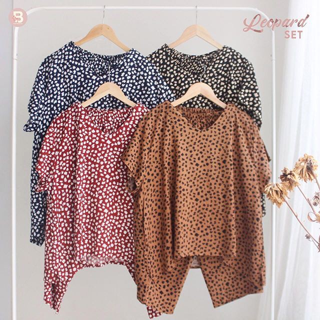BAJU TIDUR WANITA | PIYAMA VIRAL KEKINIAN | PIYAMA RAYON | Piyama lengan pendek | Leopard One Set