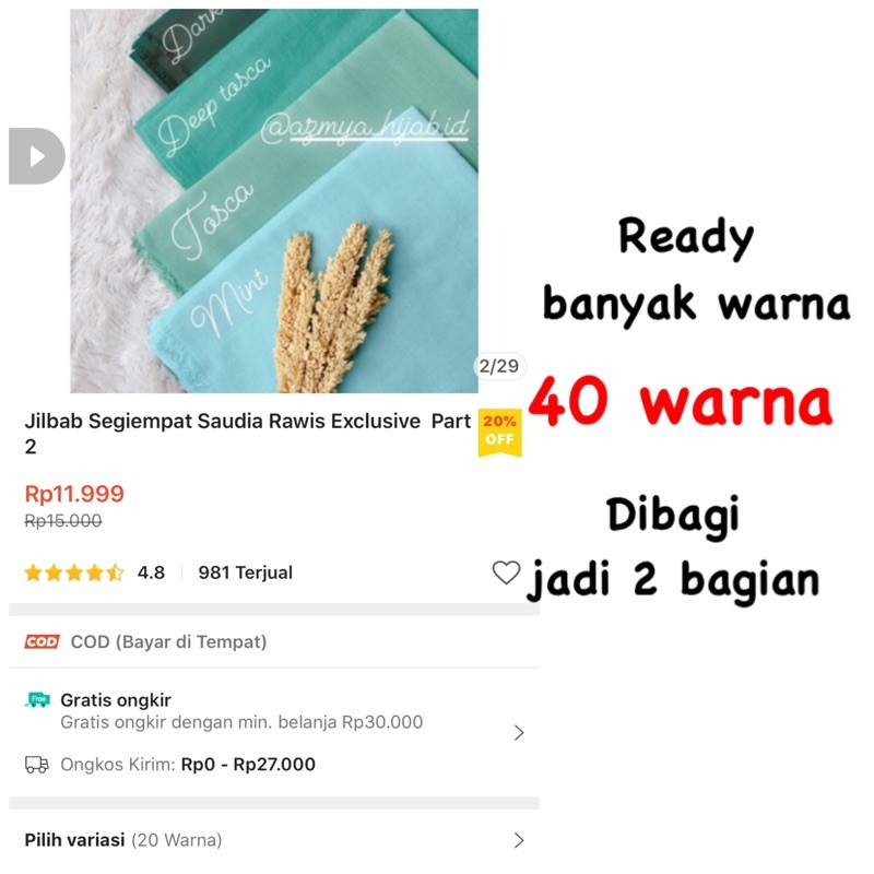 JILBAB SEGIEMPAT SAUDIA RAWIS HIGH QUALITY Exclusively 1kg=14pcs Part 1 ak