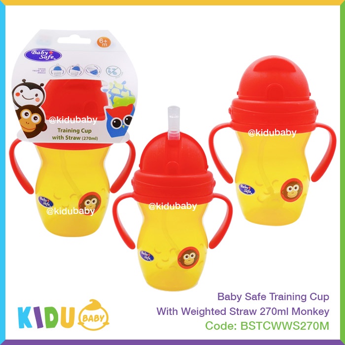 Baby Safe Botol Minum Anak Training Cup With Weighted Straw 270ml Kidu Baby