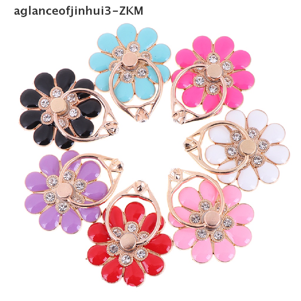 [AGID] Flower finger ring smartphone colorful metal stand holder phone holder stand  [zkm]