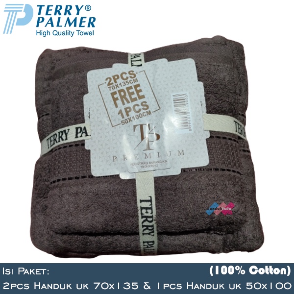 Handuk Mandi Terry Palmer Premium Polos Paket Isi 3 (2pcs uk 70x135 cm dan 1pcs uk 50x100 cm) / Handuk Mandi Besar &amp; Travel 1 Set