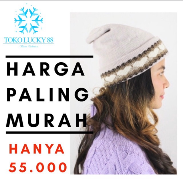 Topi Kupluk Rajut Wool Love Winter Hat Beanie Love