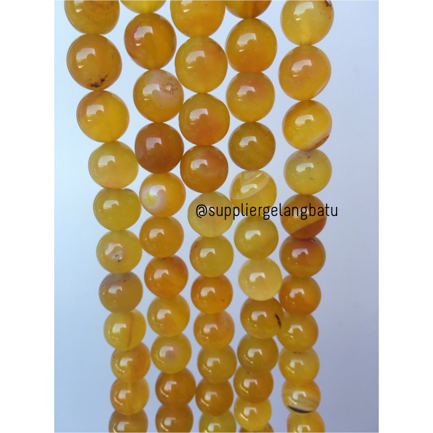 batu 14mm kalung gelang YELLOW AGATE kuning aksesoris online shop jade supplier fashion craft grosir