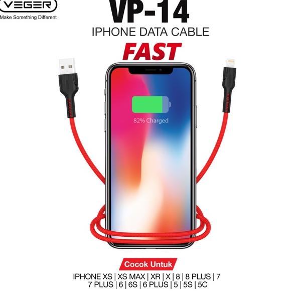 Kabel Data Veger Vp-14 Iphone usb Fast Charging 3.0A 1000mm Original