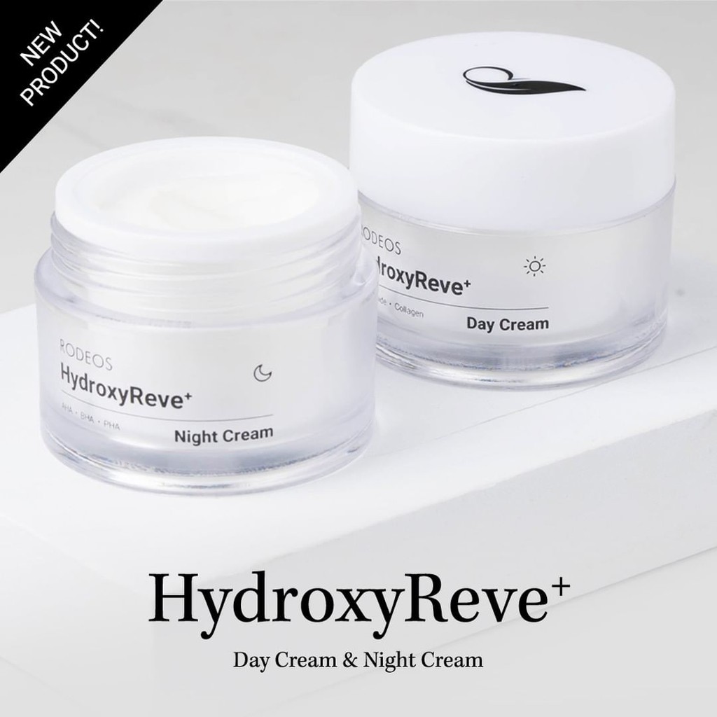 Rodeos HydroxyReve+ Day &amp; Night Cream - Paket Cream Muka untuk Kulit Cerah &amp; Bebas Jerawat