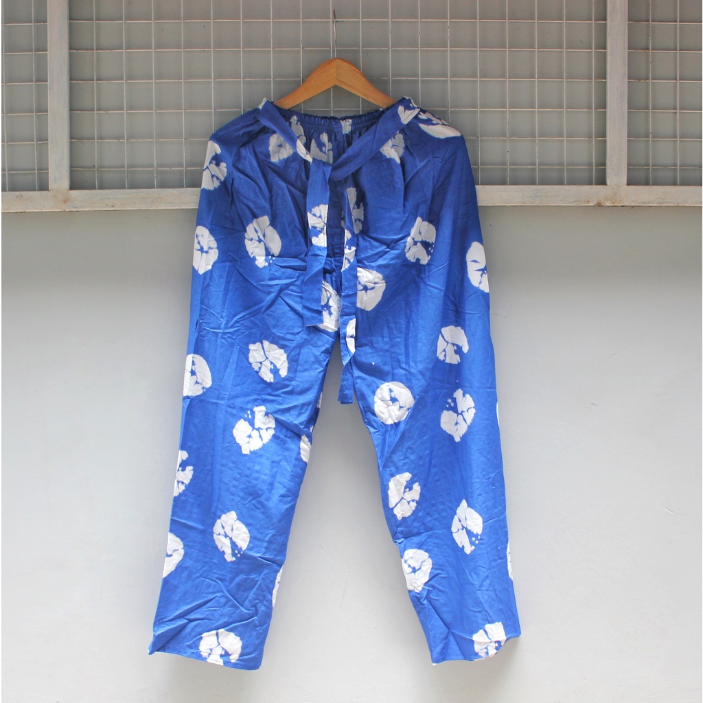 Celana Tidur Panjang Kulot Wanita Motif Tie Dye Shibori Bahan Katun Rayon
