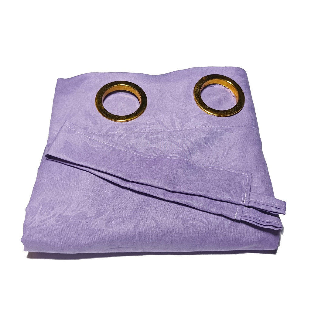 Gorden Polos Embos murah smokring 12 lubang Pintu Jendela Gorden Coklat polos Gordyn Hordeng Tirai-LILAC 200X115