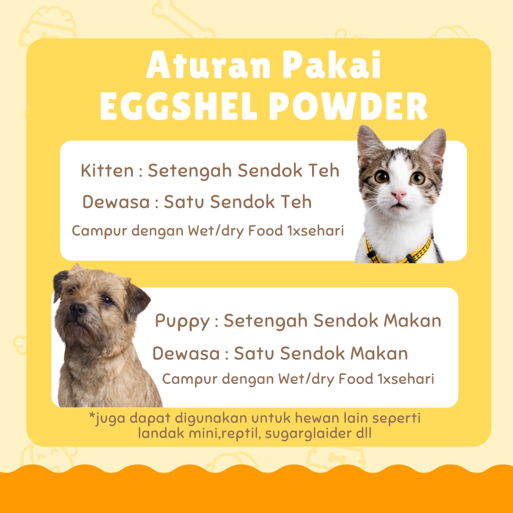 EGGSHELL POWDER 250gr - Calcium Supplement Dog Cat Kalsium Anjing Kucing | joycathouse