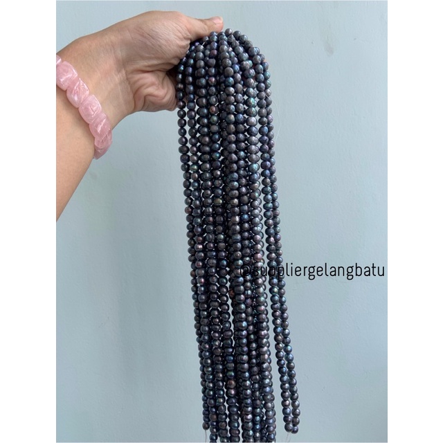 Mutiara Air Tawar Barok BLACK DIAMOND 6 x 10mm Bulat baroq pearl HITAM