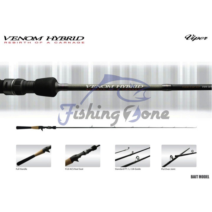 Viper VENOM HYBRID Baitcasting Rod VVH 561MLB 562MLB (6-15LB) 601MB 602MB (7-16LB) Joran BC Gabus & 