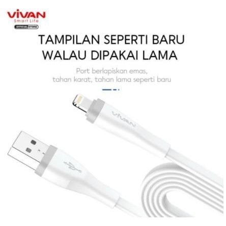 VIVAN Kabel Data SL100S Cable Data Lightning 1M Fast Charging 2A For Iphone Garansi Original Resmi