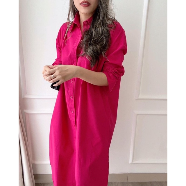 DRESS WANITA KOREA PREMIUM IMPORT BANGKOK DRESS KEMEJA TUNIK AVELINA SHIRT DRESS FREE MATCHING BANDO