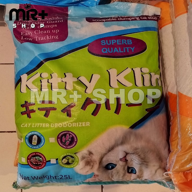Pasir Kucing KITTY KLIN 25 Liter - Pasir Kucing Wangi Gumpal 25L