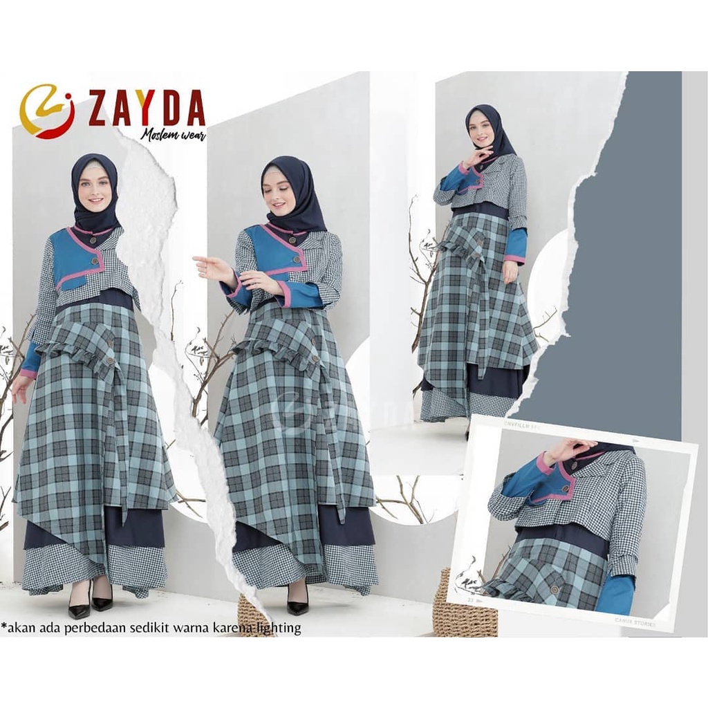 GAMIS ZAYDA ZG66 BLUE ORIGINAL KEKINIAN MODERN TRENDY SIMPLE BEST SELER ELEGANT MODIS