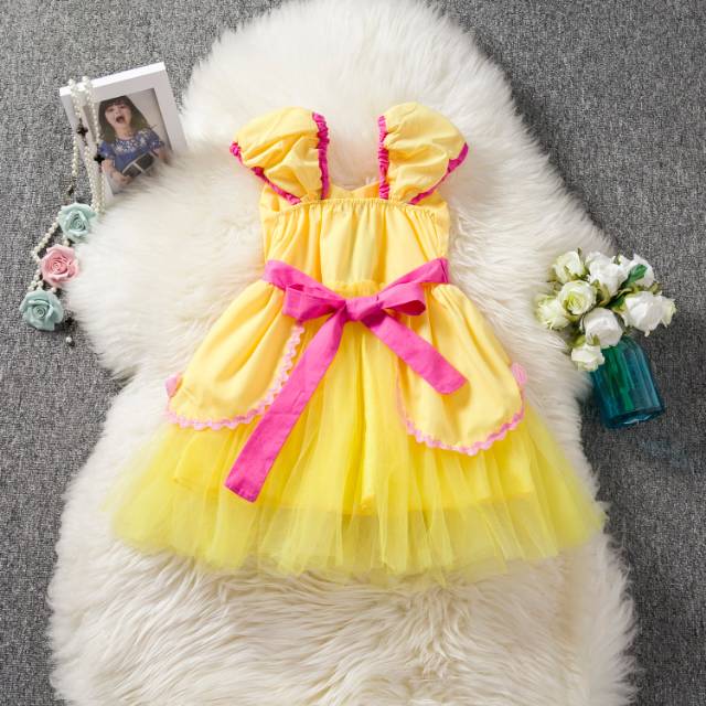 GA2728 BELLE ROSE DRESS YELLOW / GAUN PESTA ANAK KUNING / DRESS HALLOWEEN PRINCESS