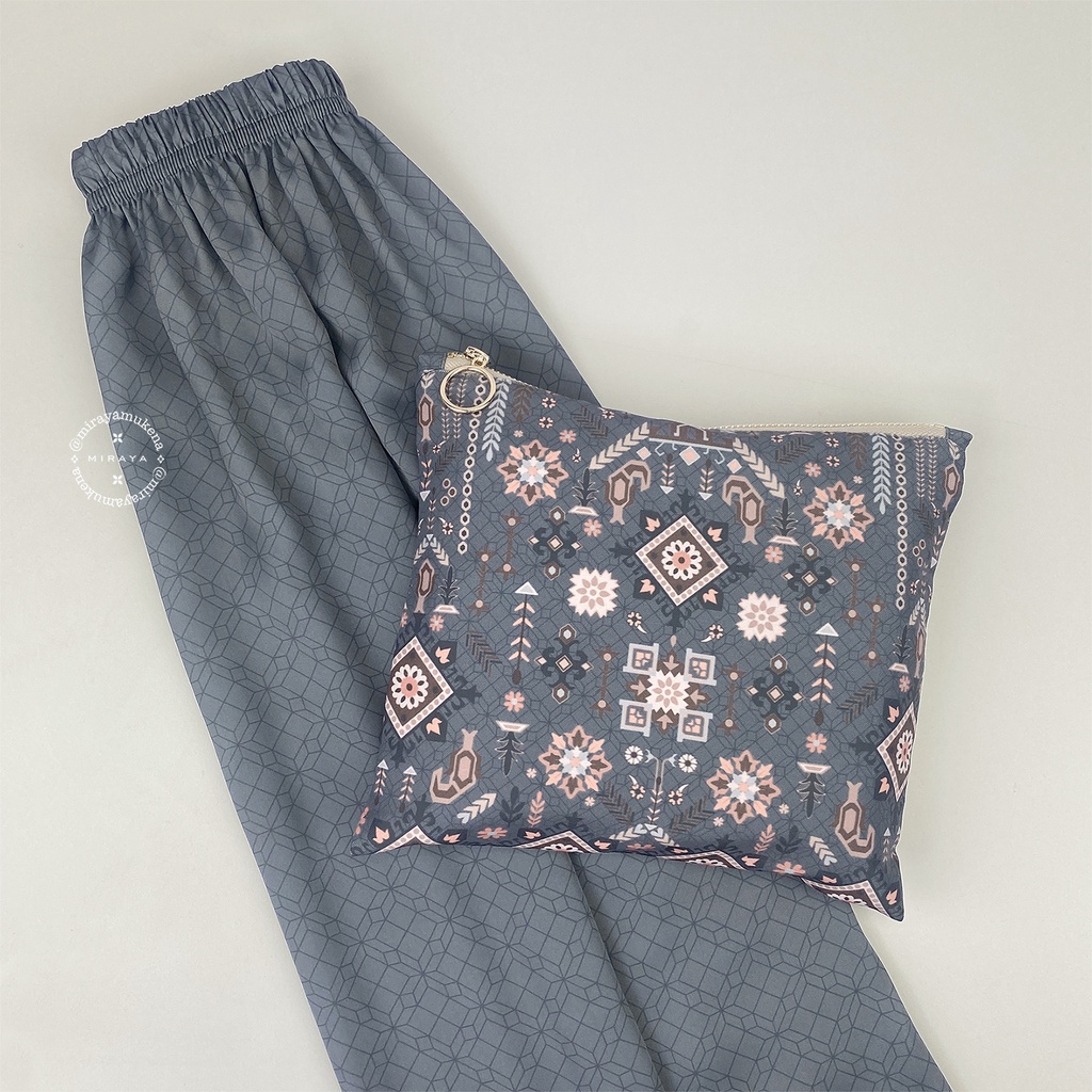 Mukena Travel Printing Miraya Folk Denim