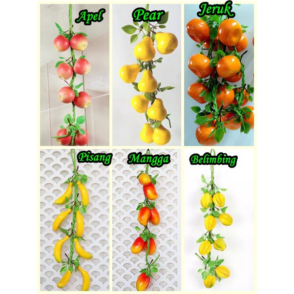 buah buahan dan sayur artificial hiasan wallpaper dinding rumah