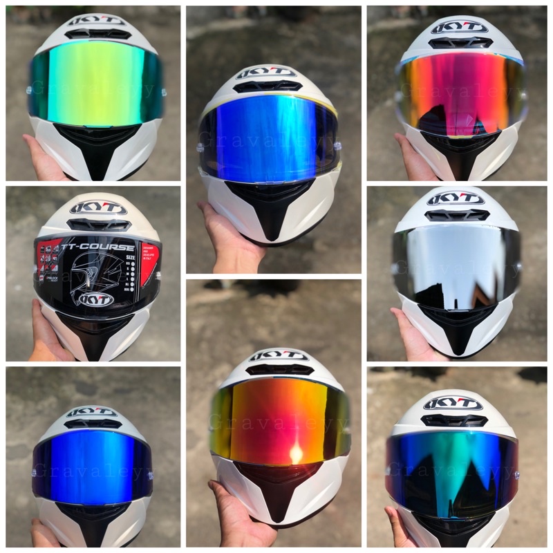 PALING MURAH VISOR IRIDIUM BLUE RED GOLD GREEN KYT TT COURSE