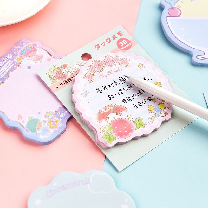 STICKY NOTES MEMO STIKER KUROMI MELODY HELLO KITTY GUDETAMA TWIN STARS CINNAMOROLL TUXEDOSAM KEROPPI POMPOMPURIN NOTE KERTAS STICKER TEMPELAN BUKU