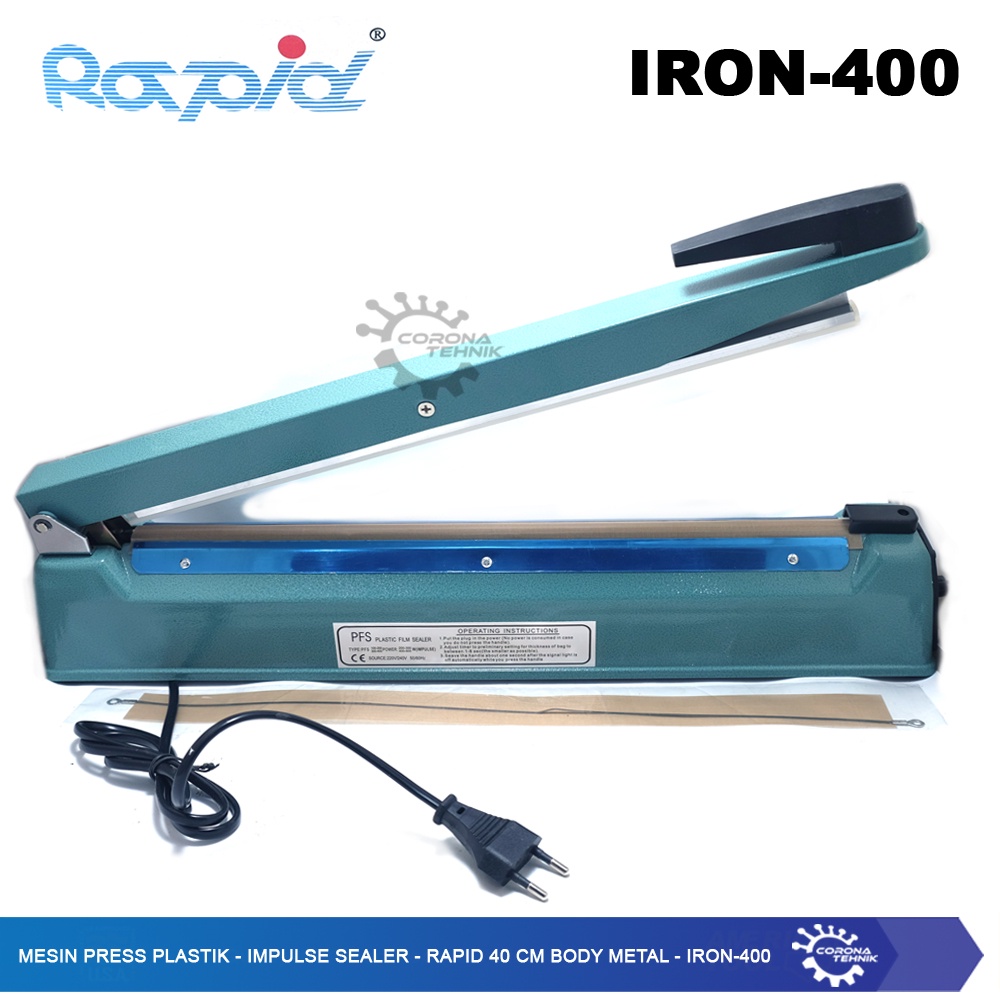 Impulse Sealer Rapid 40 cm Body Metal - IRON-400 - Mesin Press Plastik