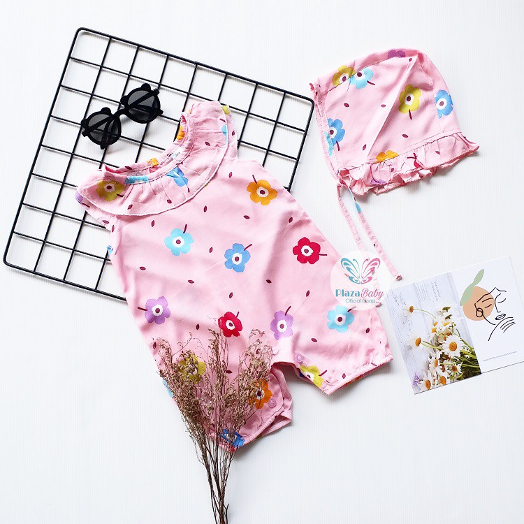 Plazababyku MX ROMPER LILIE setelan bayi motif bunga yang lucu free bonnet