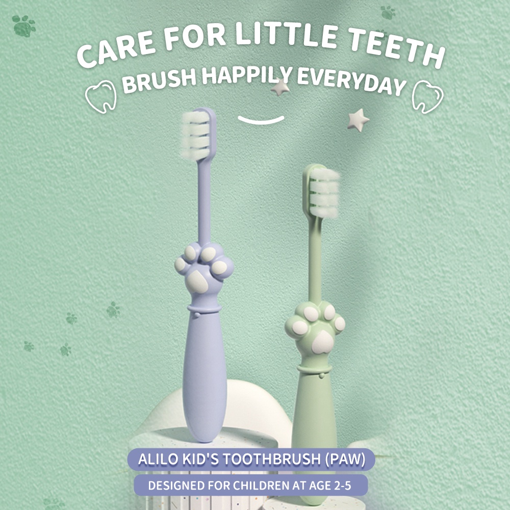 Alilo Kids Toothbrush / Sikat Gigi Anak / Feather Soft Silk / Cute Tooth Brush /  Cat Paw  Design