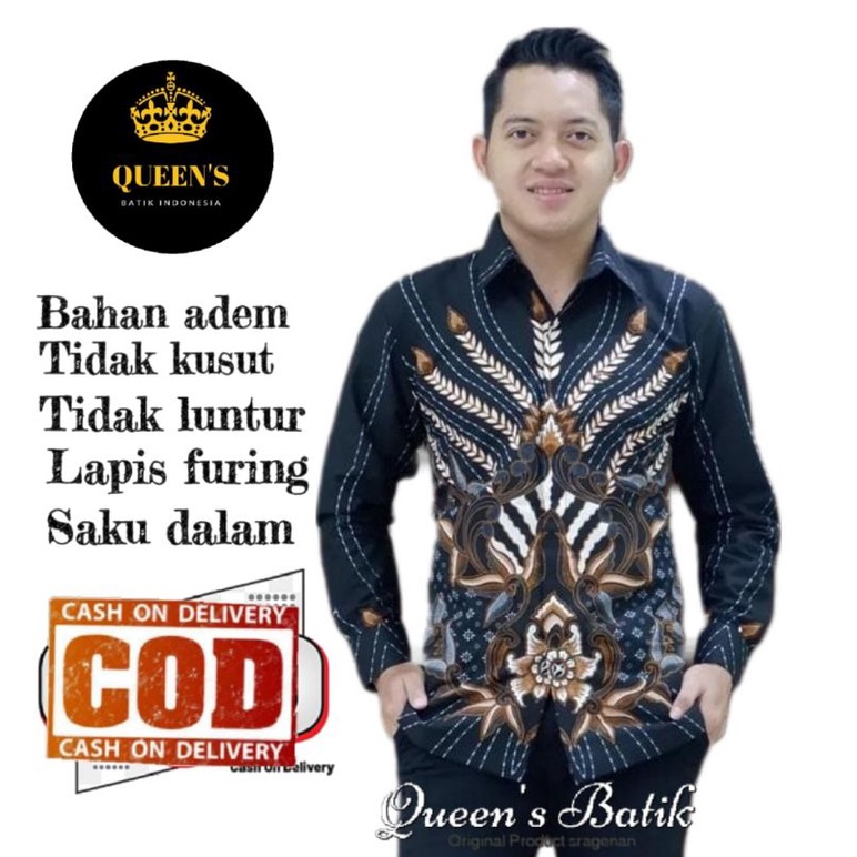 Baju batik pria lengan panjang Kemeja batik pria lengan panjang Baju batik solo lengan panjang Kemej