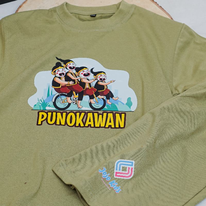 Setelan kaos Anak Premium Quality by Jojokids : Punokawan Ngontel warna OliveGreen