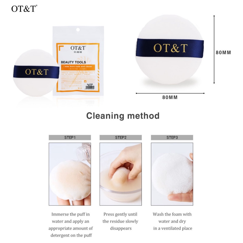 SPONS BULAT BEDAK TABUR PUFF OTT LA136W1 SPONGE LOOSE POWDER LEMBUT BEAUTY TOOL SPON MURAH ORIGINAL