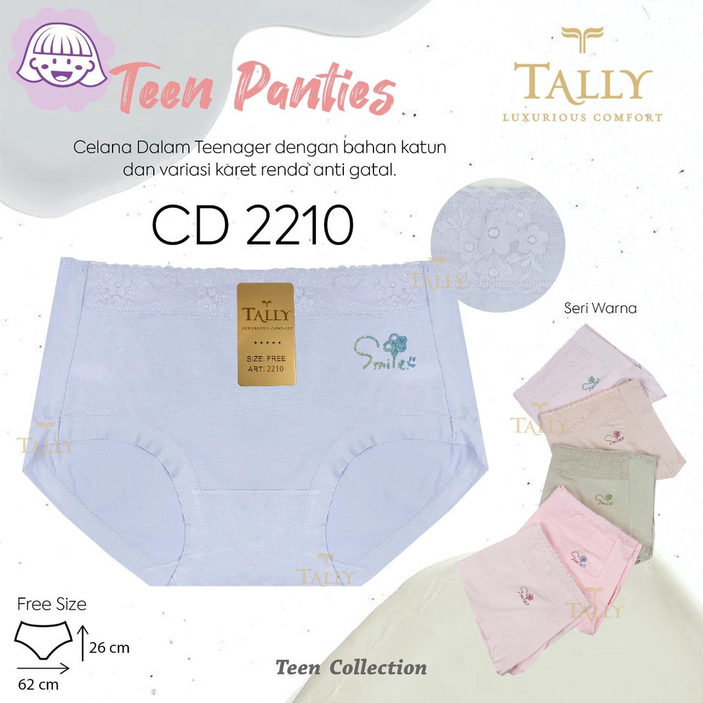 TALLY CD CELANA DALAM REMAJA / DEWASA MOTIF 2210 I FREE SIZE I FIT XXL I BAHAN KATUN DAN RENDA ANTI GATAL