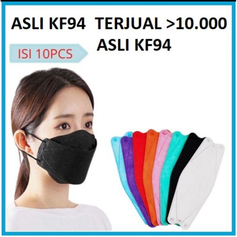 Masker KF94 warna merah, hijau muda, orange, ungu tua, pink fanta, biru tua