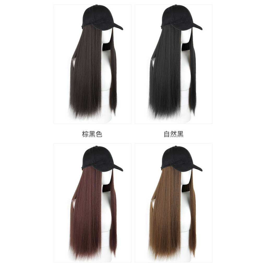 HTQ premium wig topi baseball tebal matte HQ half wig hat rambut palsu hair extension lurus wavy