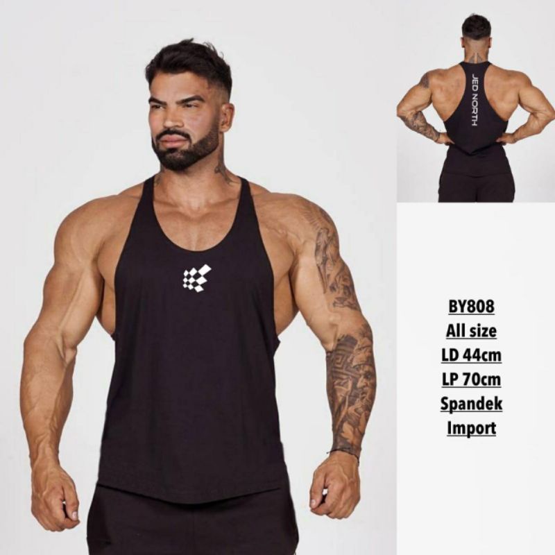 TANKTOP PRIA SINGLET GYM FITNESS ALLSIZE / KAOS TANPA LENGAN KATUN SPANDEX ORIGINAL