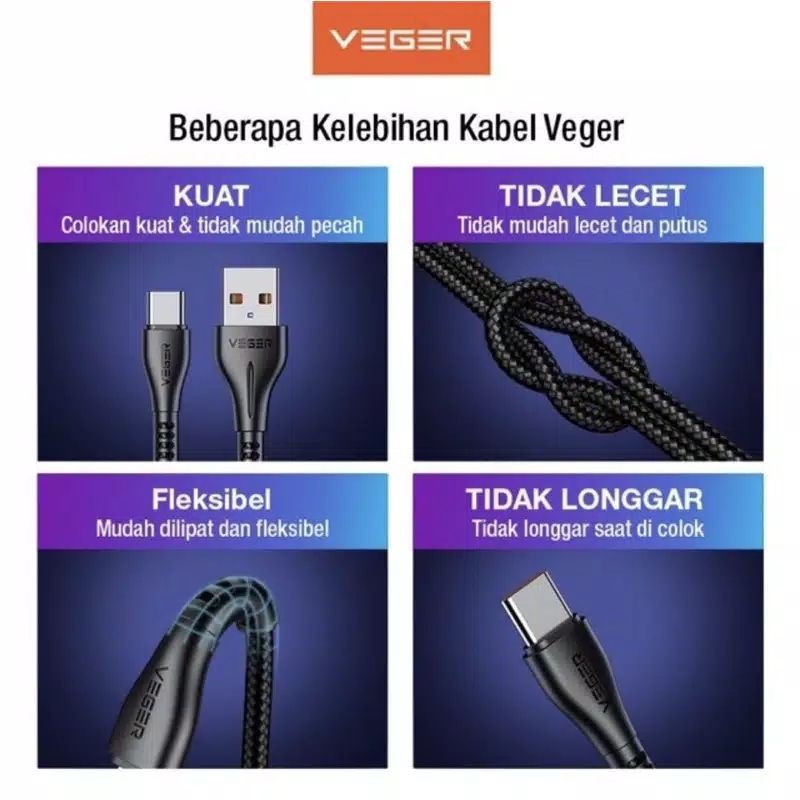 PerKaleng isi 50pc Kabel VEGER UFO Type C