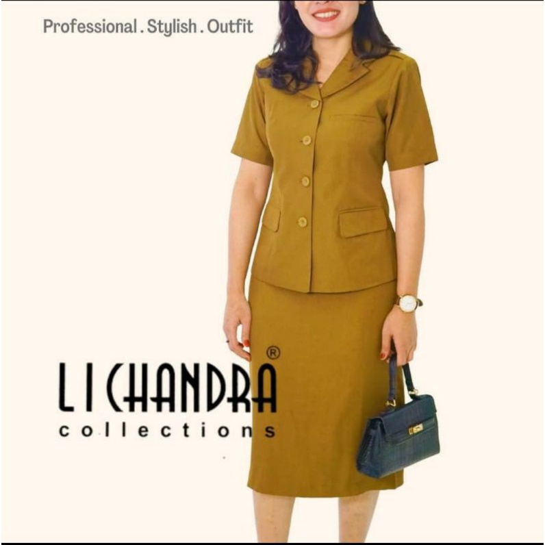 BLEZER LICHANDRA/SERAGAM KERJA/SERAGAM PNS/BAJU DINAS/PEMDA TUA ROK PENDEK