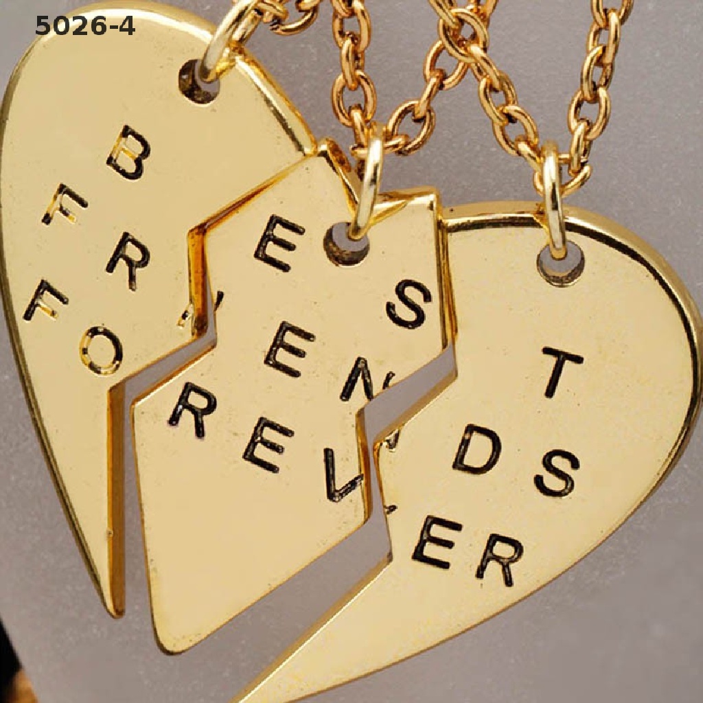 5026-4 Fashion 3Pieces Broken Heart Pendant Necklace Chic Best Friends Forever Necklace 5026-4