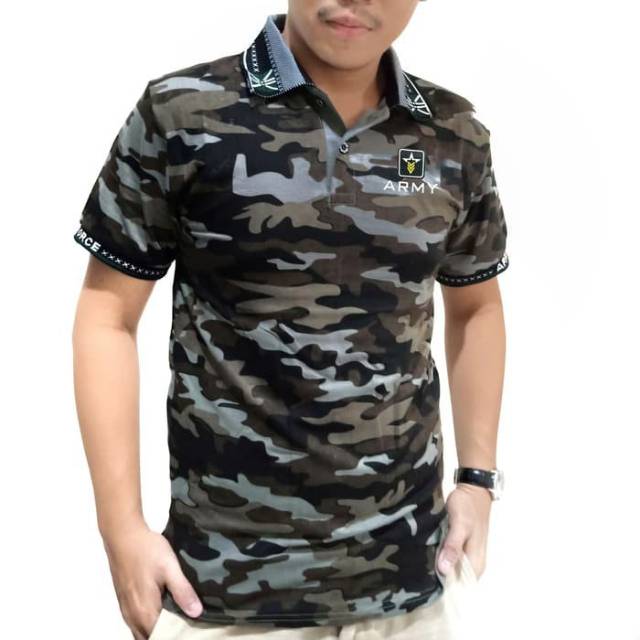 Kaos baju polo kemeja Army tentara loreng