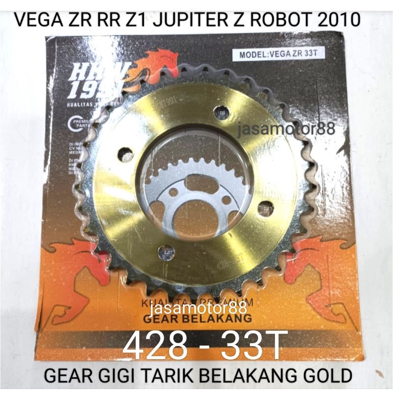 GEAR GIR GIGI TARIK BELAKANG VEGA ZR RR Z1 JUPITER Z ROBOT 33 T 428 GOLD