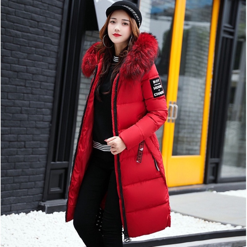 Winter Puffer Coat Women with Hoodie Jaket Winter Panjang Wanita