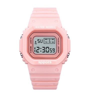 ✅COD JAM TANGAN RUBBER DIGITAL SEGI DW-5600 GROSIR MURAH KARET SPORT LED PRIA WANITA COUPLE JF052-Polos Pink