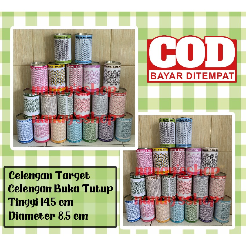 Celengan TARGET MENABUNG / Celengan Kaleng Buka Tutup / Celengan Target / Menabung Challenge