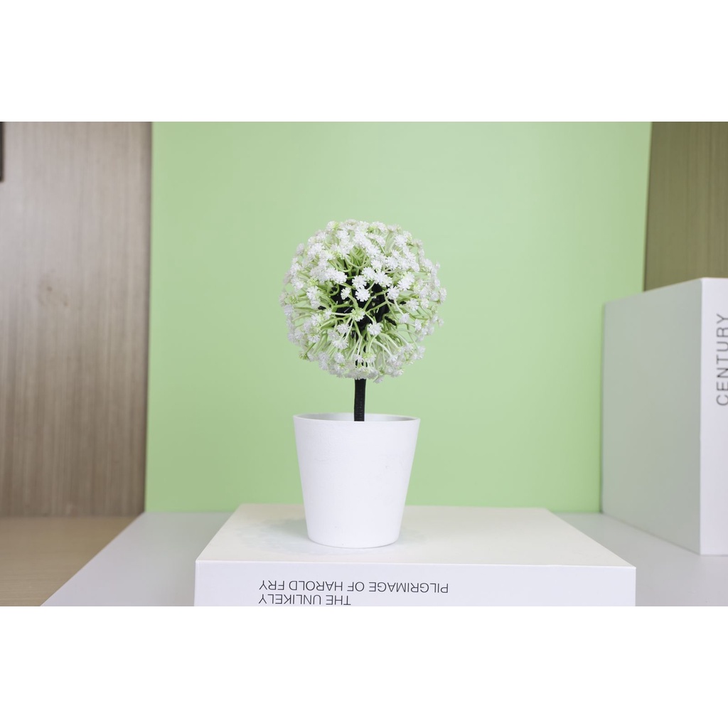 DS Pot58 Ornamen Tanaman Bulat Artificial Flower Decoration Pot Bunga Hias Dekorasi Meja