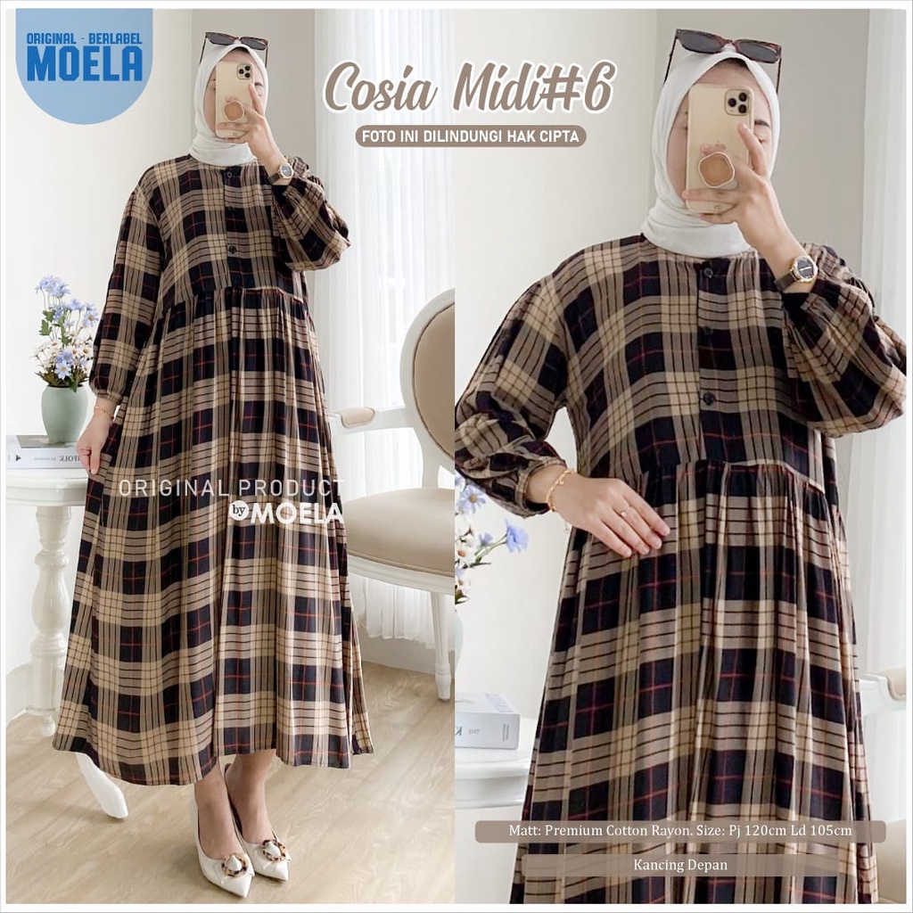 MIDI COSIA ld 105cm by ORIGINAL MOELA fashion premium cotton rayon MUSLIM berkancing #2 BUSUI kotak-