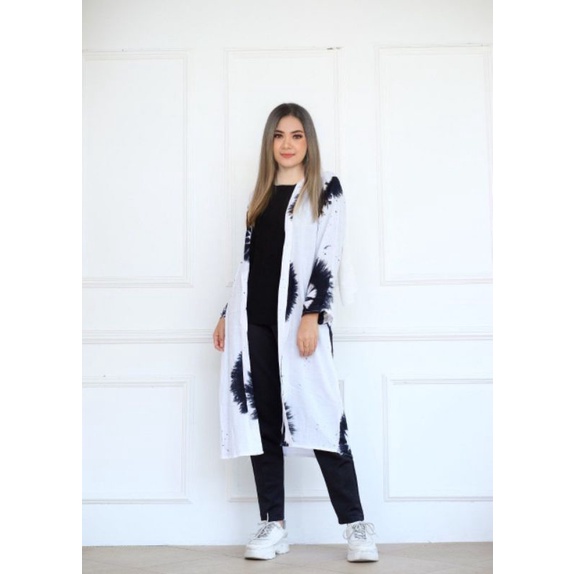 TERLARIS OUTER SABYAN TIE DYE SHIBORI LONG VEST RAYON KARDIGAN WANITA HITS KEKINIAN