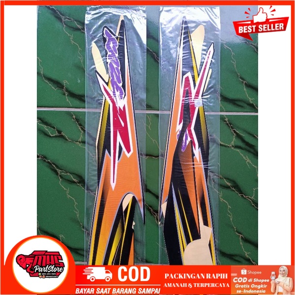 (COD) Striping Kaze r 2004 kaze | sticker bodi motor kaze r hitam oren biru TERPERCAYA