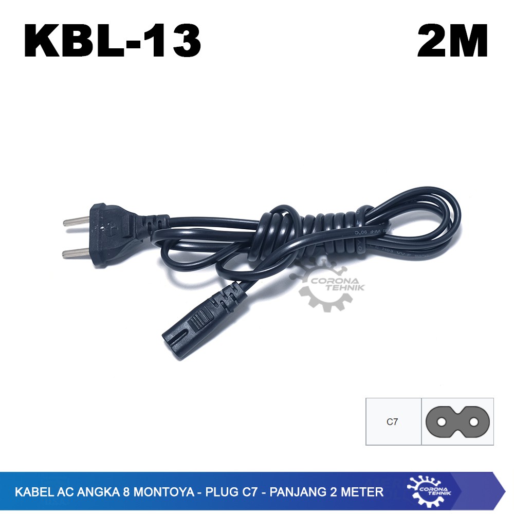 Kabel AC Angka 8 Montoya - Plug C7 - Panjang 2 Meter