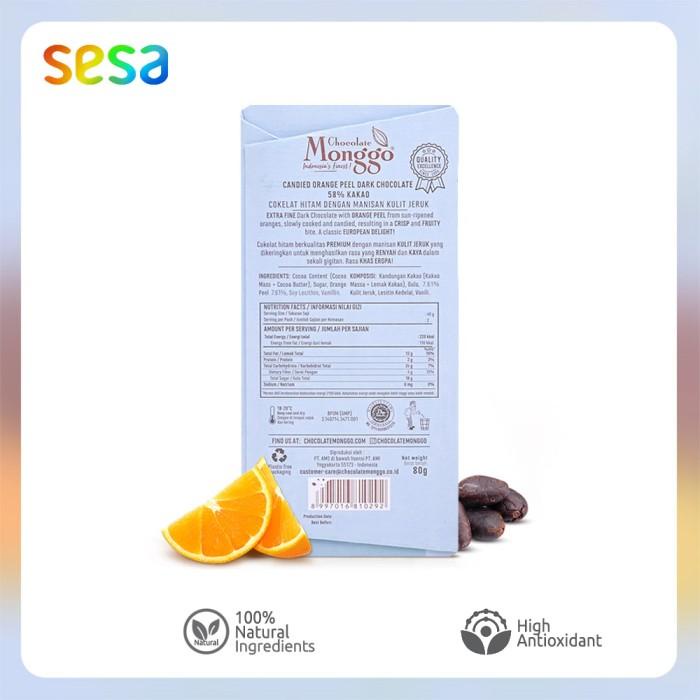 

Chocolate Monggo Orange Peel Dark Chocolate 58% Kakao 80g Best Seller